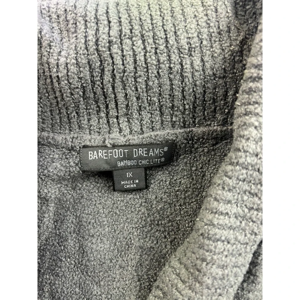 Barefoot Dreams Cardigan Women 1X Grey Shawl Collar Bamboo Chic Lite 452